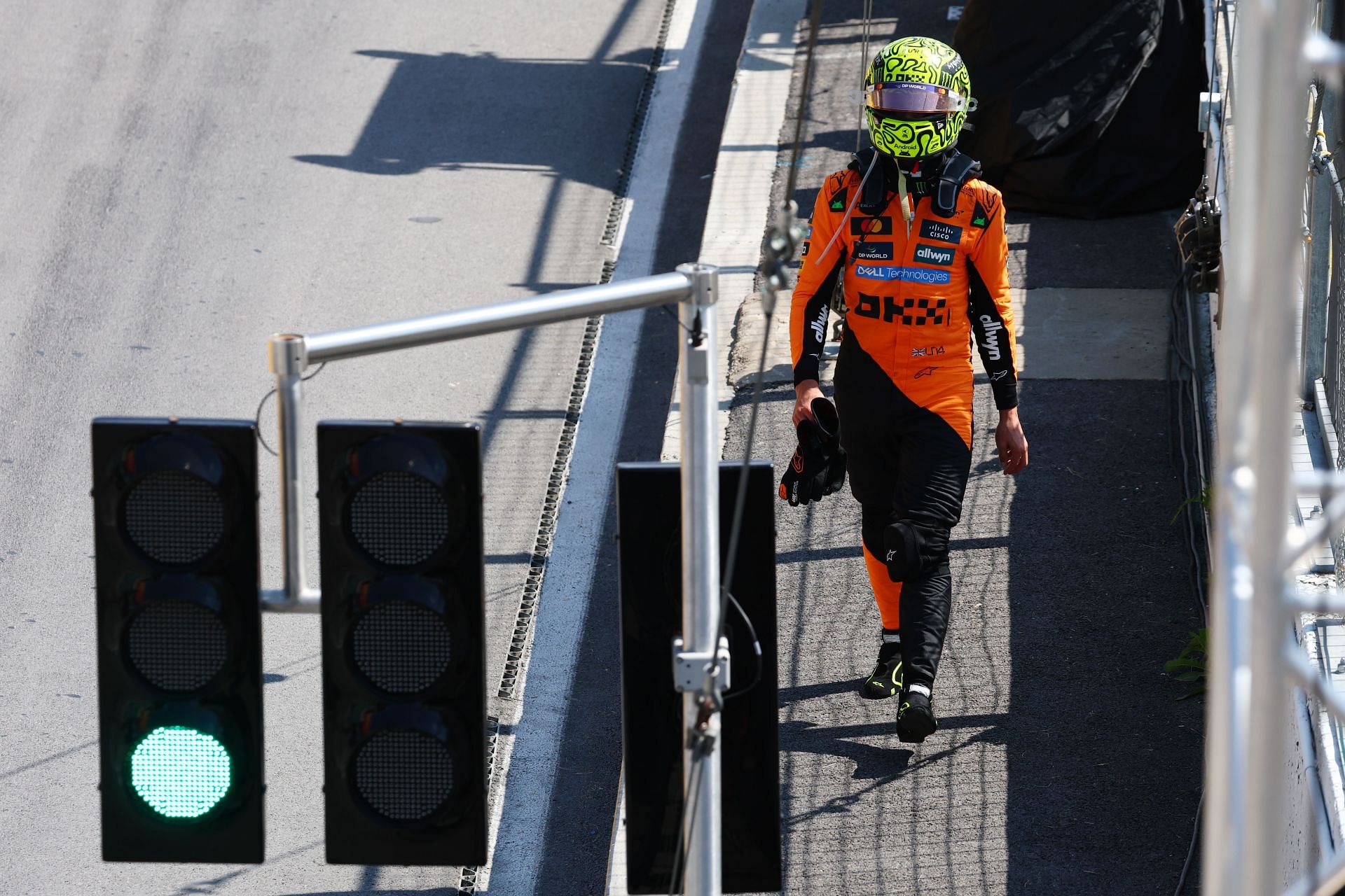 Lando Norris of Great Britain and McLaren walks away after a crash during the F1 Grand Prix of Canada at Circuit Gilles-Villeneuve - Source: Getty